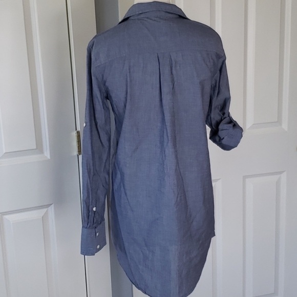 J. Crew Blue Popover with Long Sleeves with Folding Tabs. - Picture 4 of 9